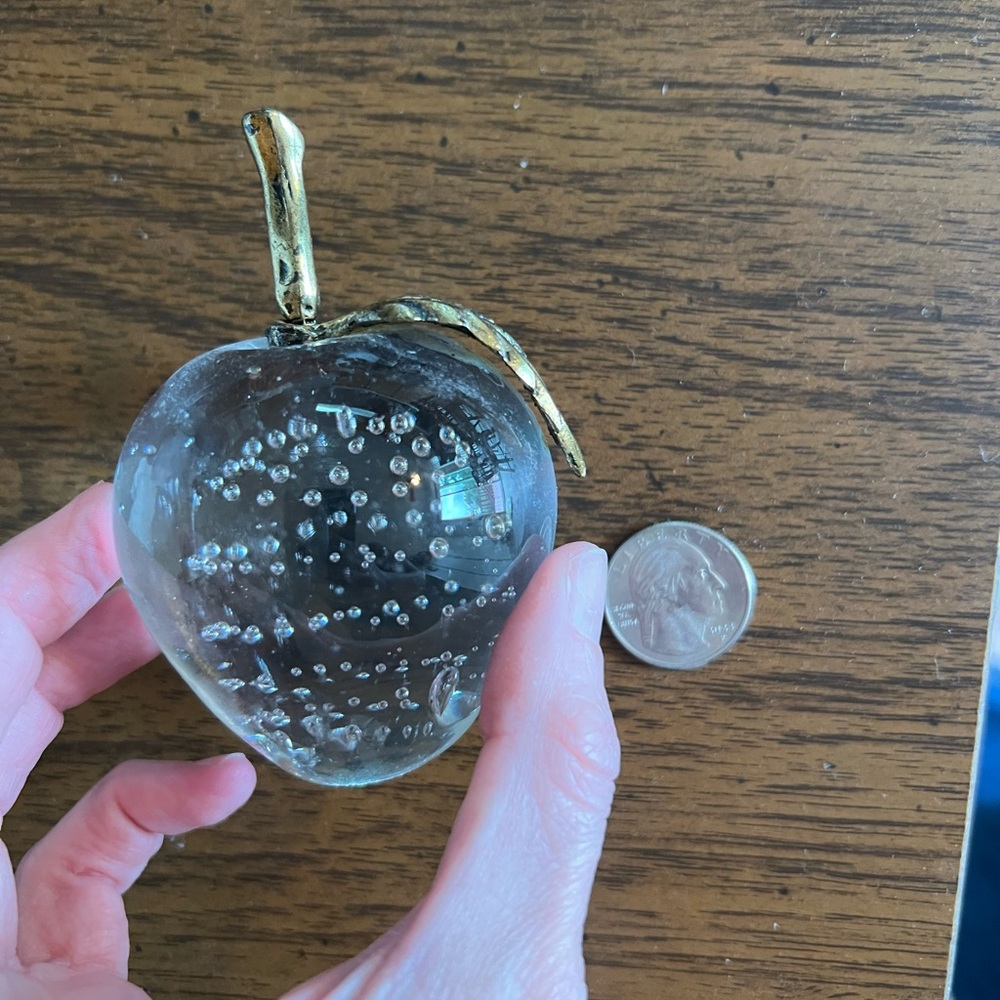 Vintage hand blown glass and brass Apple
